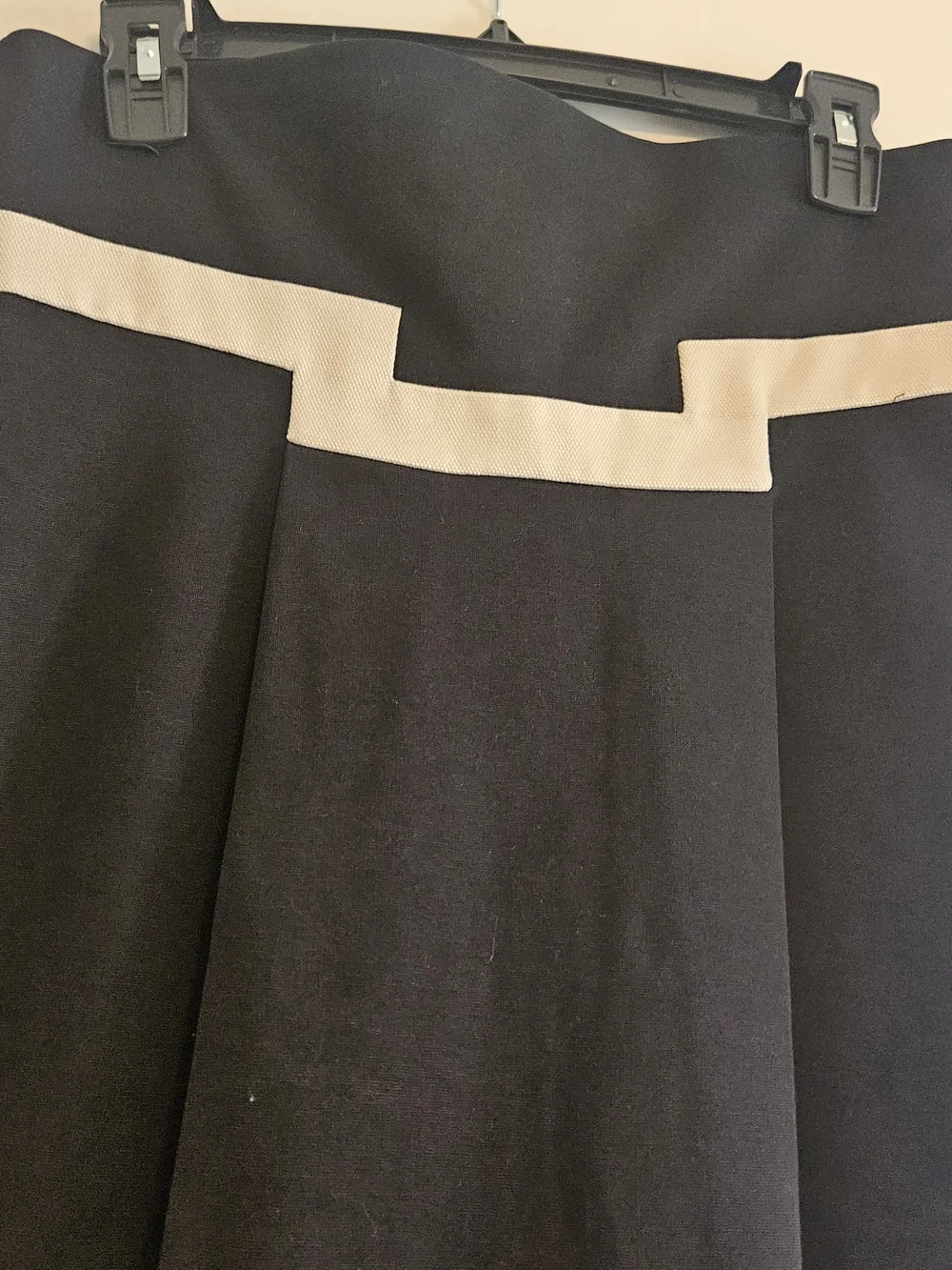 Diane Von Furstenberg Black A-Line Skirt with Cream Trim